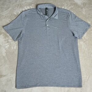 Vuori Shirt Mens Knit Polo Size M Gray Twill Short Sleeve Performance Golf EUC